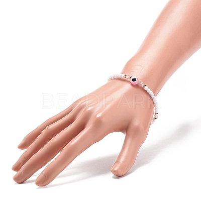 Resin Evil Eye & Acrylic Beaded Stretch Bracelet for Women BJEW-JB08609-01-1