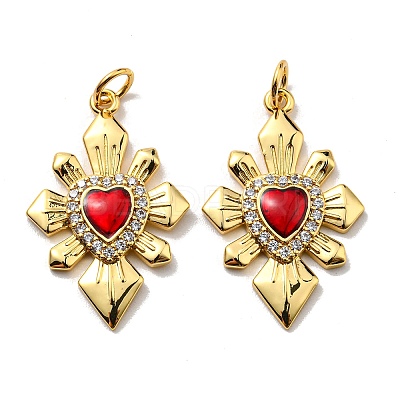 Rack Plating Brass Cubic Zirconia Pendants X-KK-D026-31G-1