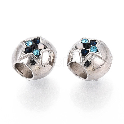 Alloy Rhinestone European Beads FIND-N009-11P-1