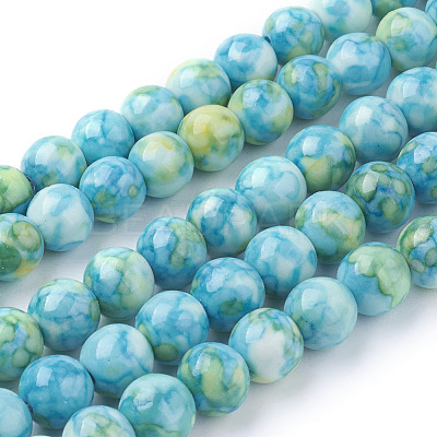 Synthetic Ocean White Jade Beads Strands G-B367-2-1
