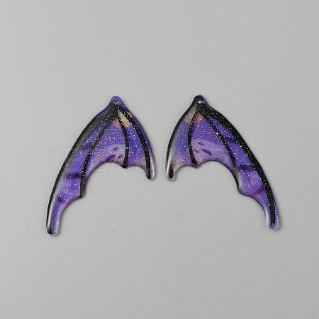 Translucent Resin Glitter Powder Pendants RESI-TAC0018-18I-1