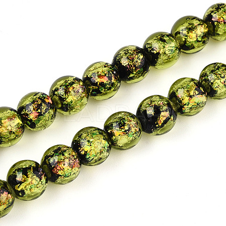 Handmade Foil Glass Beads Strands FOIL-N029-05D-1