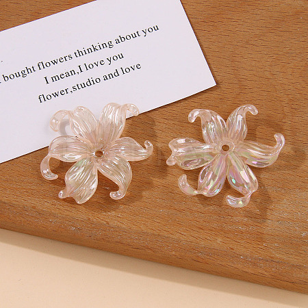 UV Plating Iridescent Plastic Beads Caps FIND-YWC0017-001D-1