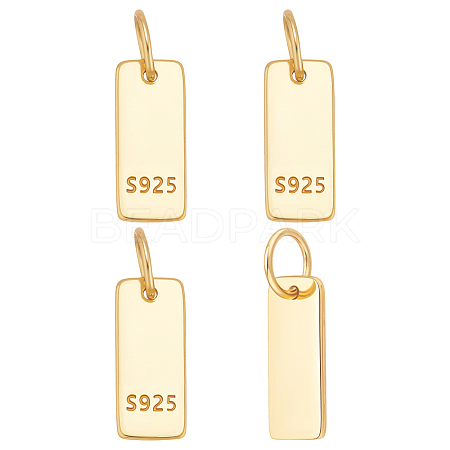 4Pcs 925 Sterling Silver Blank Rectangle Charms STER-PH0004-08-1