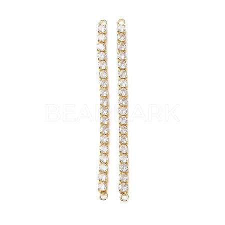 Rack Plating Brass Pave Cubic Zirconia Connector Charms KK-D044-01A-G-03-1