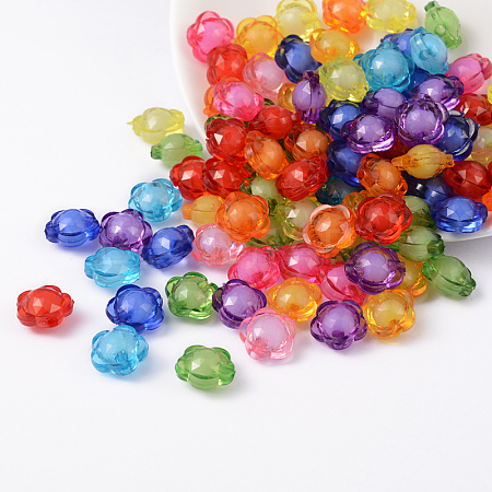 Mixed Color Transparent Faceted Flower Acrylic Beads X-TACR-S104-M-1
