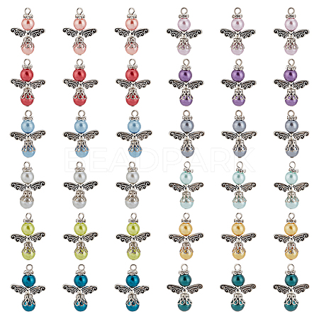 Baking Paint Pearlized Glass Pearl Pendants FIND-PH0008-14-1