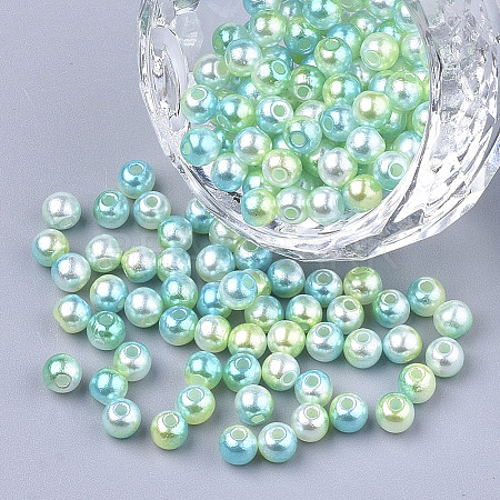 Rainbow ABS Plastic Imitation Pearl Beads X1-OACR-Q174-6mm-03-1