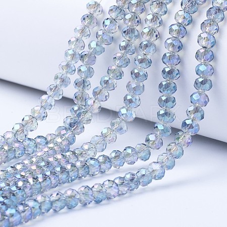 Electroplate Transparent Glass Beads Strands EGLA-A034-T6mm-Y05-1