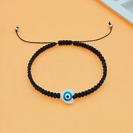 Heart Evil Eye Shell Bead Braided Bead Bracelets PK6990-2-1