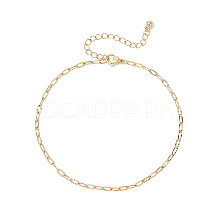 2.5MM 304 Stainless Steel Paperclip Chain Anklets AJEW-AN00749-1