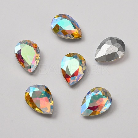 Glass Rhinestone Cabochons RGLA-WH0005-09A-1
