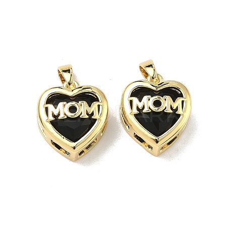 Mother's Day Brass Glass Pendants KK-D235-04G-1