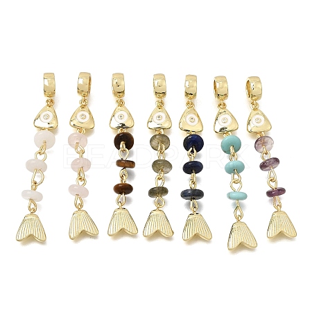 Brass Pave Cubic Zirconia Clear Cubic Zirconia & Natural Amethyst & Enamel European Dangle Charms GG-CBA3401-01G-B-1