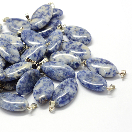 Horse Eye Natural Blue Spot Jasper Pendants G-Q363-16-1