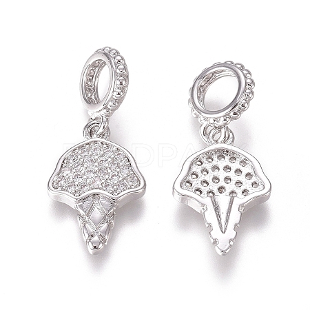 Brass Micro Pave Clear Cubic Zirconia European Dangle Charms ZIRC-I036-28P-1