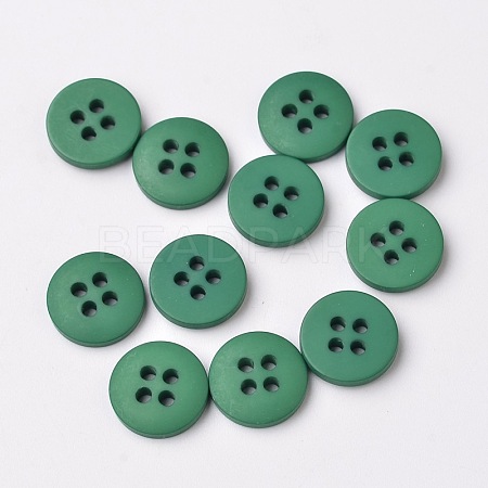 Frosted Flat Round Resin Sewing Buttons BUTT-F059-14L-05-1