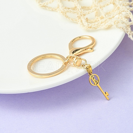 304 Stainless Steel Initial Letter Key Charm Keychains KEYC-YW00004-05-1