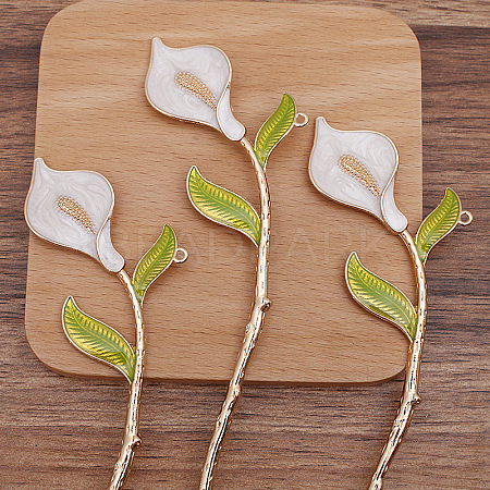 Alloy Enamel Flower Hair Sticks OHAR-PW0006-25D-1