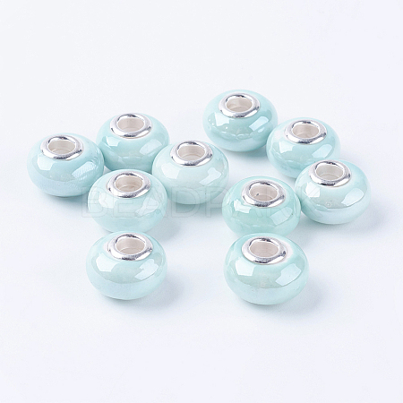 Rondelle Turquoise Handmade Porcelain Large Hole European Beads X-OPDL-G001-1-1