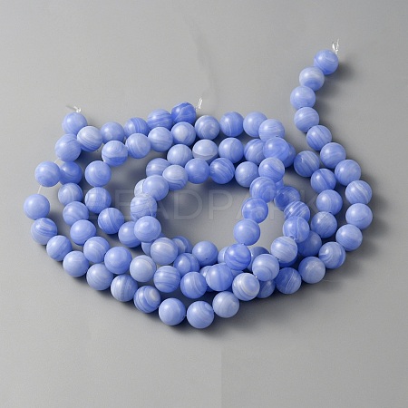 Natural Dyed Blue Lace Agate Beads Strands G-WH0016-42B-1