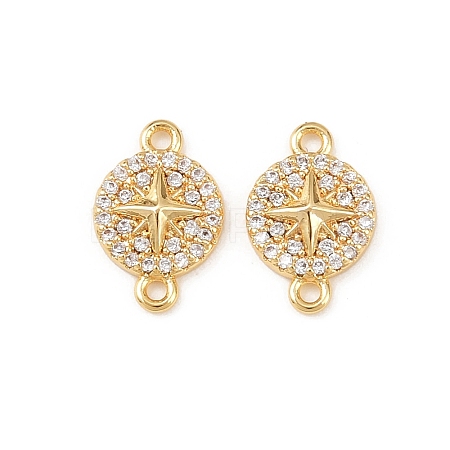 Brass Micro Pave Clear Cubic Zirconia Connector Charms KK-H524-02G-1