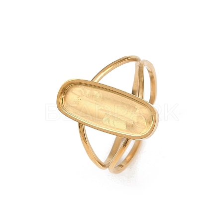 Real 18K Gold Plated 304 Stainless Steel Cuff Ring Components X-STAS-A191-12D-G-1