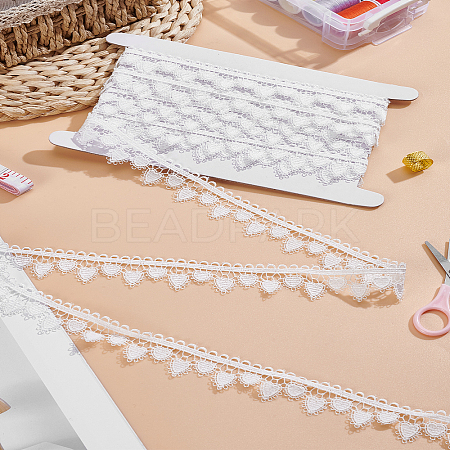 5 Yards Polyester Embroidery Heart Lace Trim OCOR-LP0004-50B-1