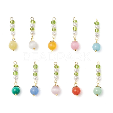 10Pcs 10 Colors Cat Eye Pendants PALLOY-JF04084-1