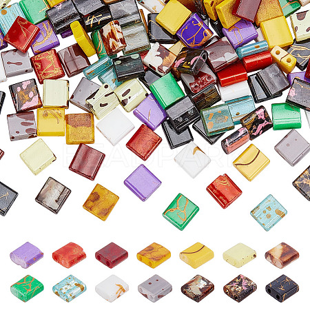 140Pcs 14 Colors 2-Hole Glass Seed Beads SEED-ME0001-07-1