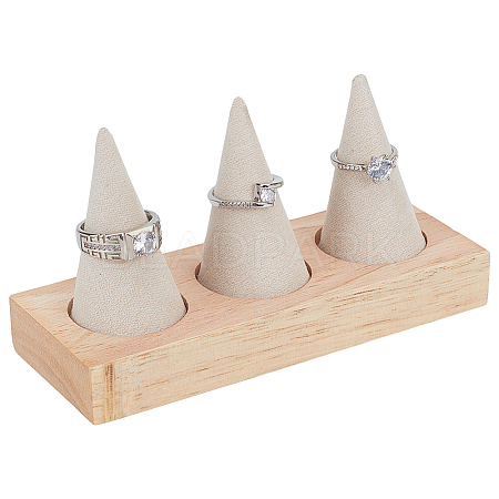 3 Cone Wooden Ring Organizer Holder RDIS-WH0031-02A-03-1