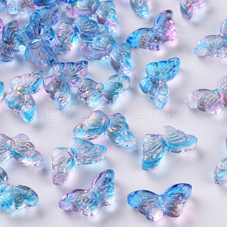 Two Tone Transparent Spray Painted Glass Beads GLAA-S190-018M-01-1