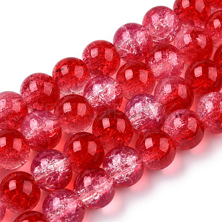 Transparent Crackle Baking Paint Glass Beads X1-DGLA-T003-01B-08-1