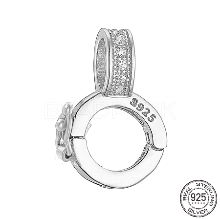 Rhodium Plated 925 Sterling Silver Micro Pave Clear Cubic Zirconia Twister Clasps STER-K176-13P-1