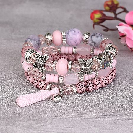 Boho Style Wood Beaded Stretch Bracelet Sets for Women WGE3C3B-42-1