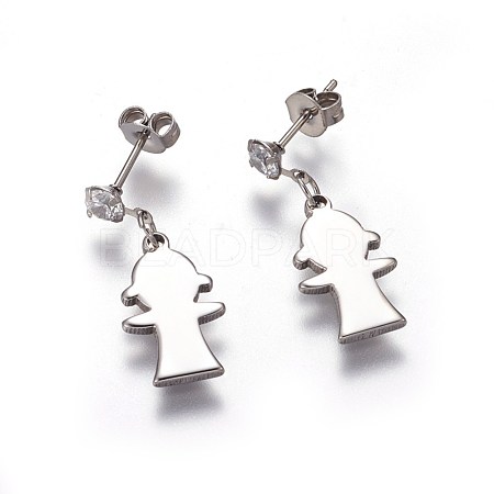 (Jewelry Parties Factory Sale)304 Stainless Steel Dangle Stud Earrings EJEW-O089-24P-1