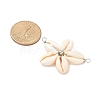 Natural Mixed Cowrie Shell Connector Charms PALLOY-JF03858-01-3