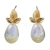 Brass with Glass Stud Earrings EJEW-Q811-01KCG-1