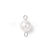 Shell Pearl Round Connector Charms PALLOY-JF04477-02-3