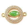 Rack Plating Brass Micro Pave Clear Cubic Zirconia Ring with Horse Eye Connector Charms KK-K385-98G-03-1