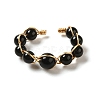 Adjustable Natural Obsidian with Brass Rings G-B075-01G-03-2