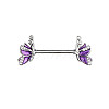 Brass Enamel with Crystal Rhinestone Purple Butterlfy Barbell Nipple Rings FS-WGE2017-10-1