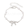 Alloy Micro Pave Clear Cubic Zirconia Bowknot Link Bracelets for Women AL-CBA3C8B-07B-P-1
