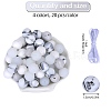 80Pcs 4 Style Round Silicone Focal Beads SIL-SZ0001-22A-2