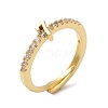 Rack Plating Brass Clear Cubic Zirconia Number 7 Adjustable Rings for Women RJEW-S407-09G-07-1