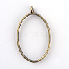 Rack Plating Alloy Oval Open Back Bezel Pendants X-PALLOY-S047-26F-FF-2