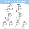 8Pcs 8 Styles 304 Stainless Steel Open Cuff Rings Set RJEW-UN00005-3