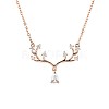 Deer Antler Cubic Zirconia Pendant Necklace for Girl Women NJEW-BB44463-A-1