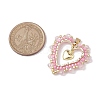 Seed Glass & Alloy Heart Pendant PALLOY-MZ00234-2