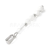 Faceted Round Natural Quartz Crystal & Howlite & Rainbow Moonstone Beaded Pendants PALLOY-JF03529-05-3